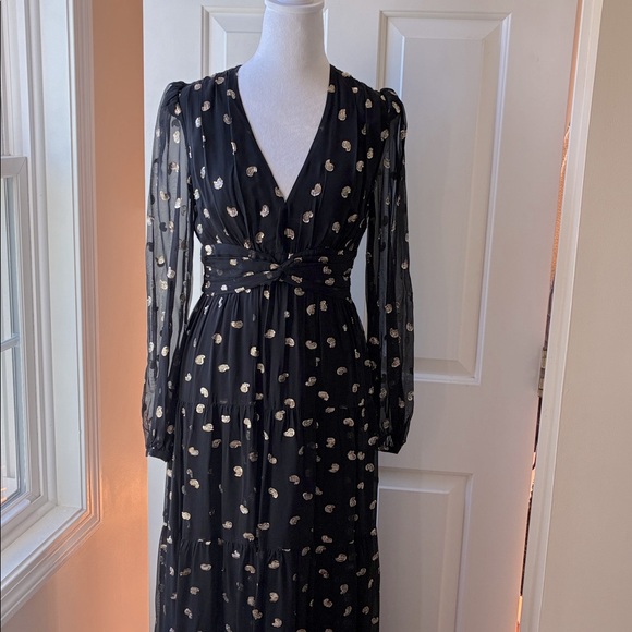 Intermix Leila Gown Maxi Chiffon Dress Long Sleeve Black Size 2 NWT - Picture 6 of 15